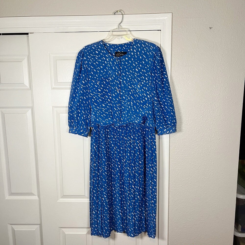 Vintage Polka Dot Dress Pleated Whimsy Y2K Romantic Prairie